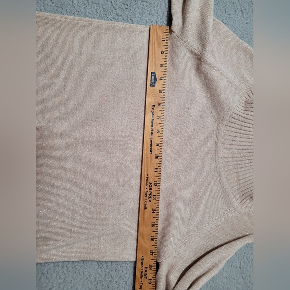 Covington Light Beige with Silver Long Sleeve Cowl Neck Sweater Medium - Picture 7 of 8